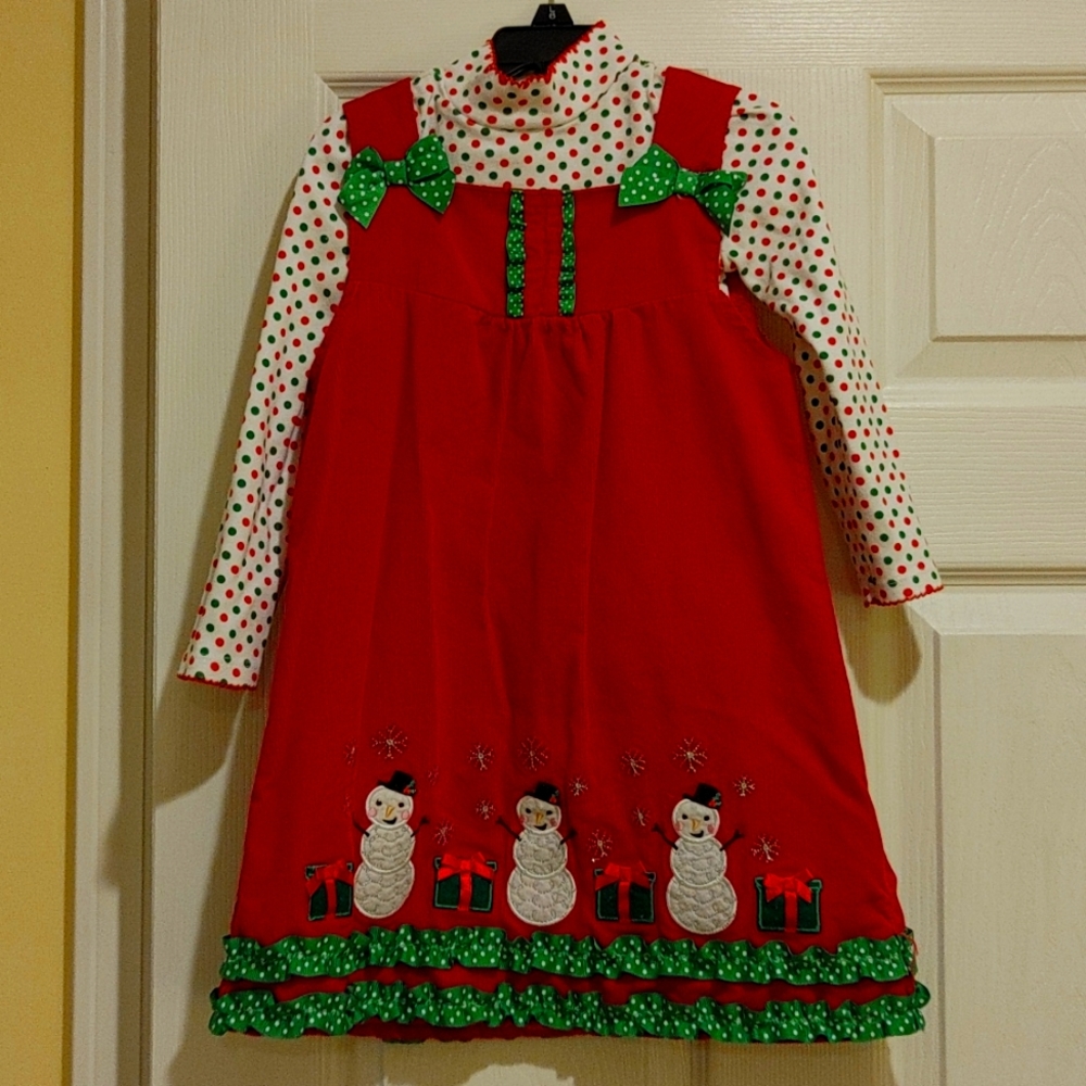 Snowman corduroy dress